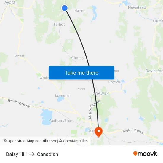 Daisy Hill to Canadian map