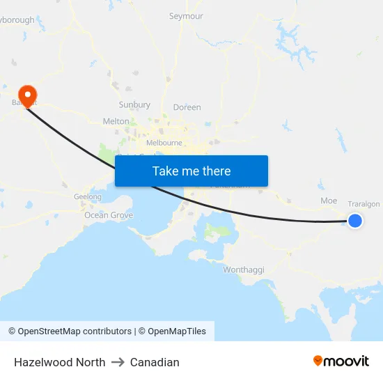 Hazelwood North to Canadian map