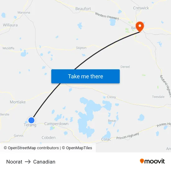 Noorat to Canadian map