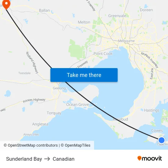 Sunderland Bay to Canadian map