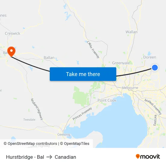 Hurstbridge - Bal to Canadian map