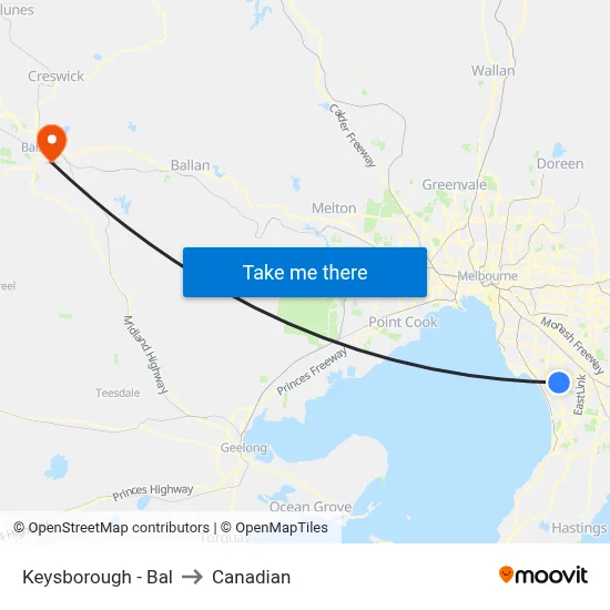 Keysborough - Bal to Canadian map