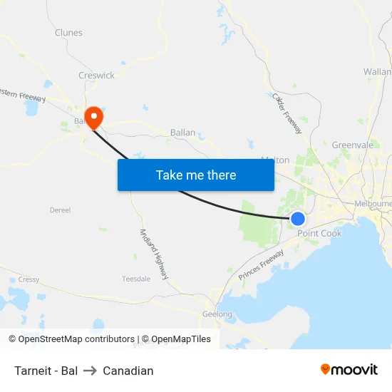 Tarneit - Bal to Canadian map