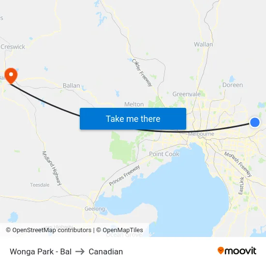 Wonga Park - Bal to Canadian map
