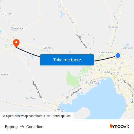 Epping to Canadian map