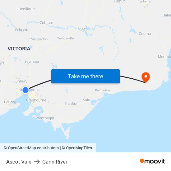 Ascot Vale to Cann River map