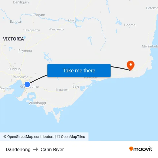 Dandenong to Cann River map