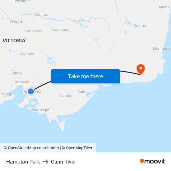 Hampton Park to Cann River map