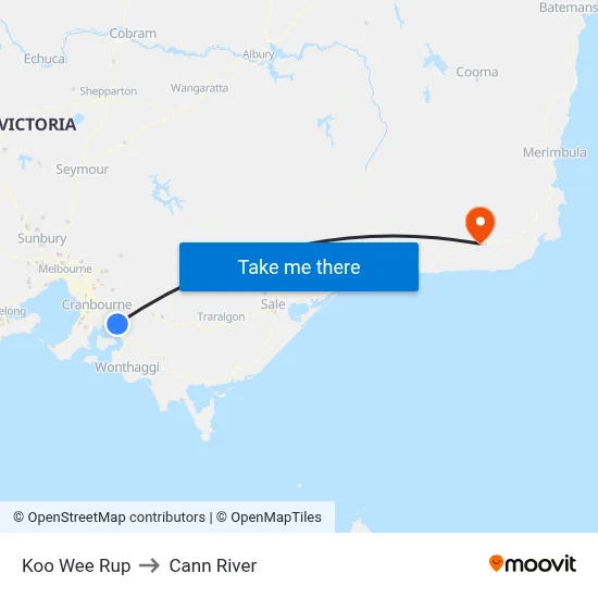 Koo Wee Rup to Cann River map