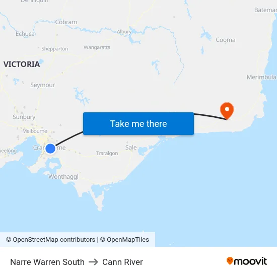 Narre Warren South to Cann River map