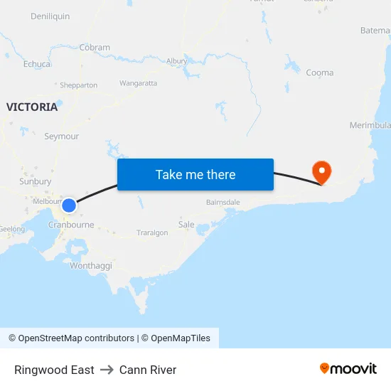 Ringwood East to Cann River map