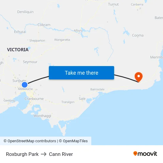 Roxburgh Park to Cann River map