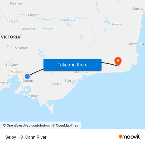Selby to Cann River map