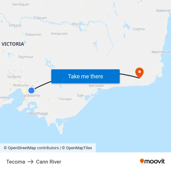 Tecoma to Cann River map