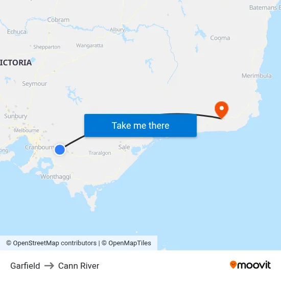Garfield to Cann River map