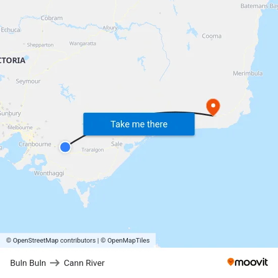 Buln Buln to Cann River map