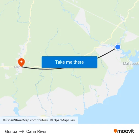 Genoa to Cann River map
