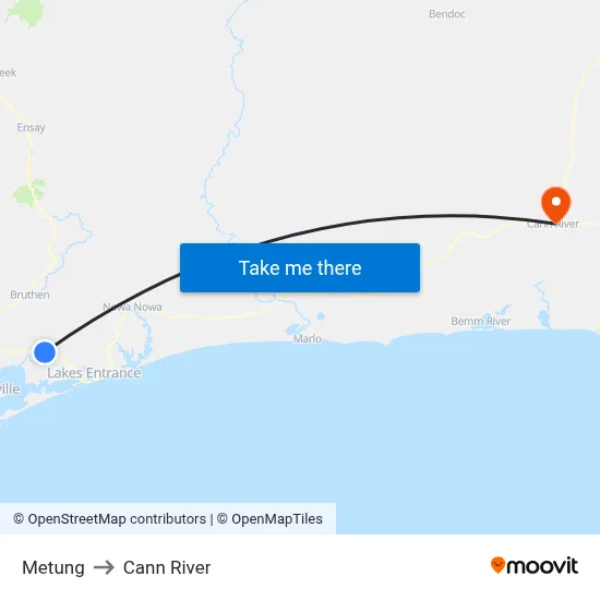 Metung to Cann River map