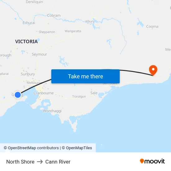 North Shore to Cann River map