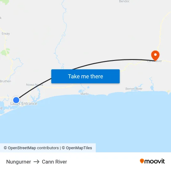 Nungurner to Cann River map