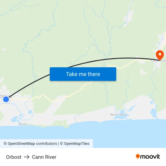 Orbost to Cann River map