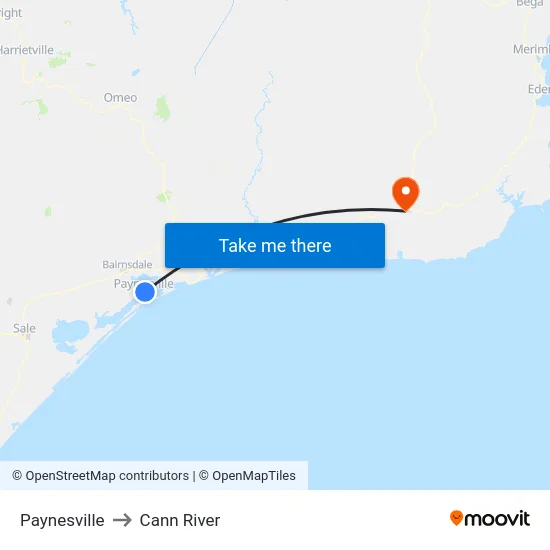Paynesville to Cann River map