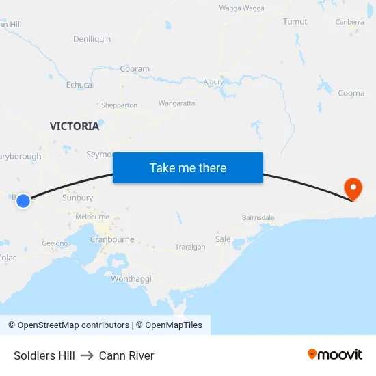 Soldiers Hill to Cann River map