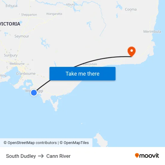 South Dudley to Cann River map