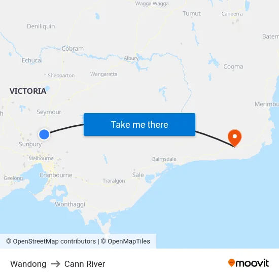 Wandong to Cann River map
