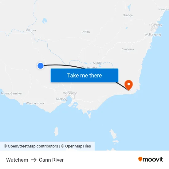 Watchem to Cann River map