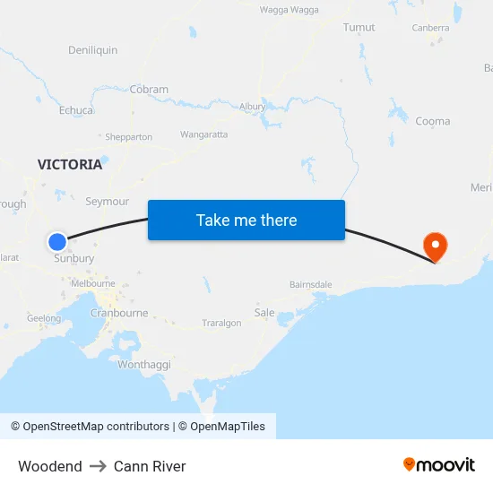 Woodend to Cann River map
