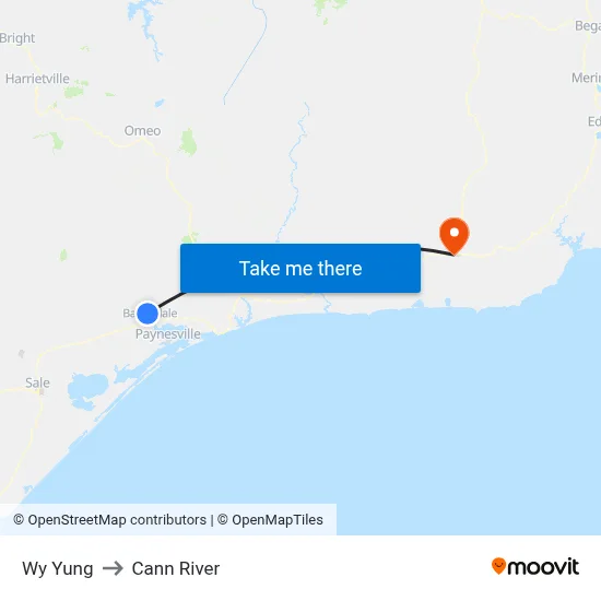 Wy Yung to Cann River map