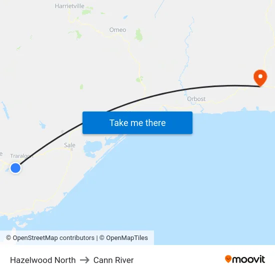 Hazelwood North to Cann River map