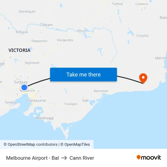 Melbourne Airport - Bal to Cann River map