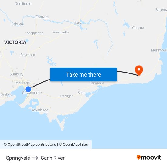 Springvale to Cann River map