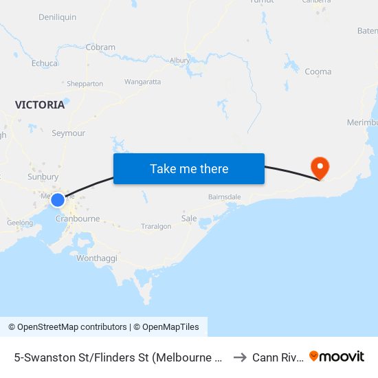 5-Swanston St/Flinders St (Melbourne City) to Cann River map