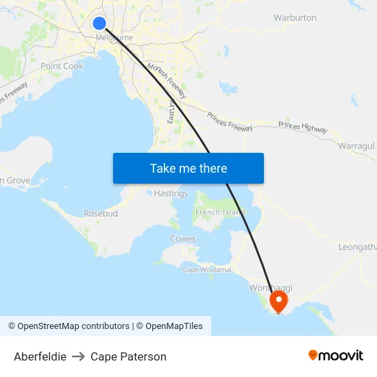 Aberfeldie to Cape Paterson map