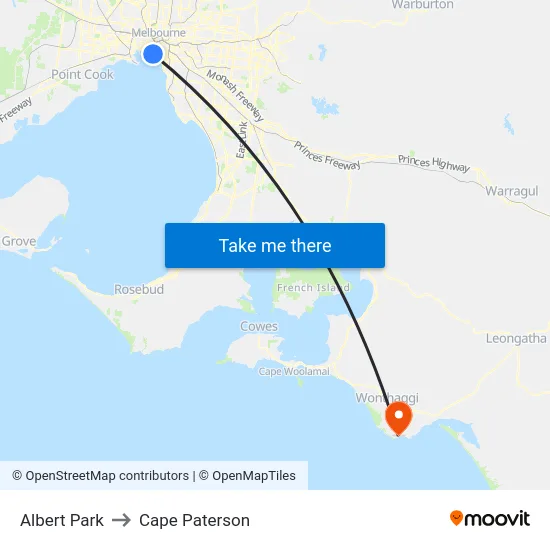 Albert Park to Cape Paterson map
