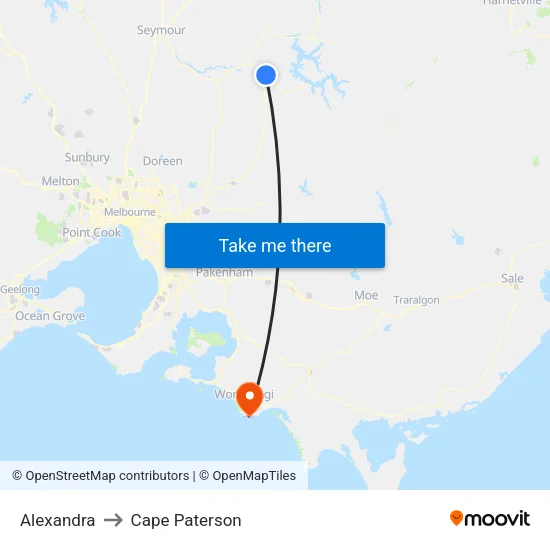 Alexandra to Cape Paterson map