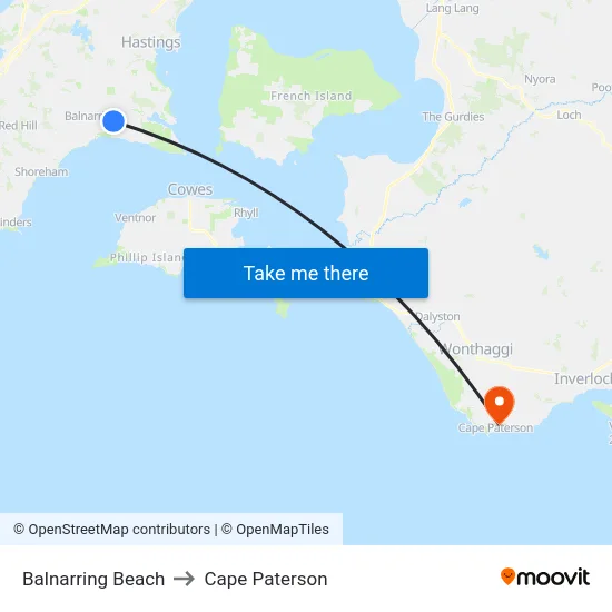 Balnarring Beach to Cape Paterson map