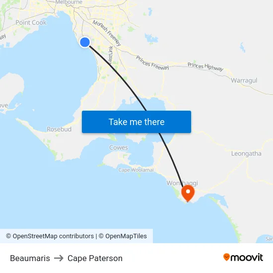 Beaumaris to Cape Paterson map
