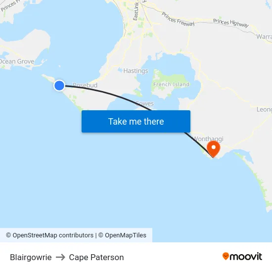 Blairgowrie to Cape Paterson map