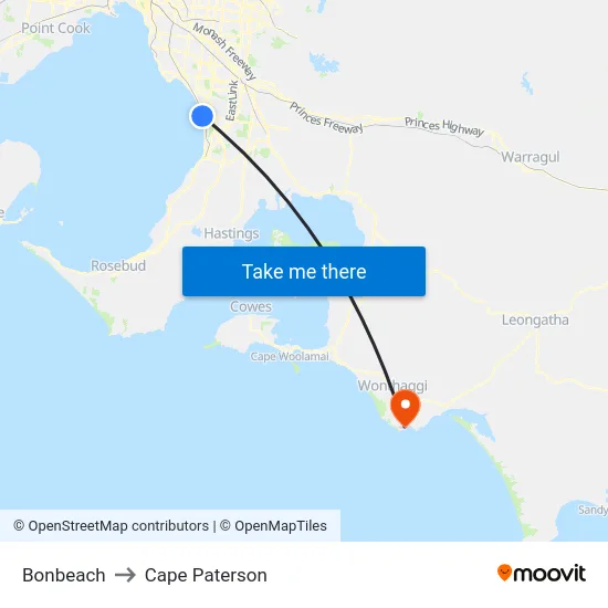 Bonbeach to Cape Paterson map