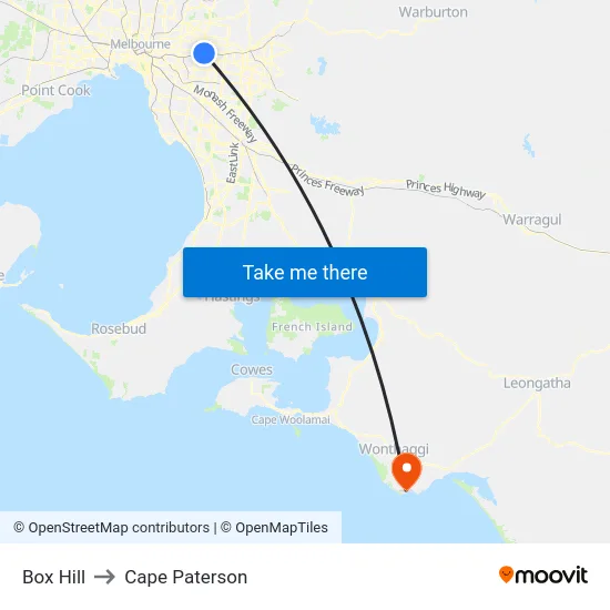 Box Hill to Cape Paterson map