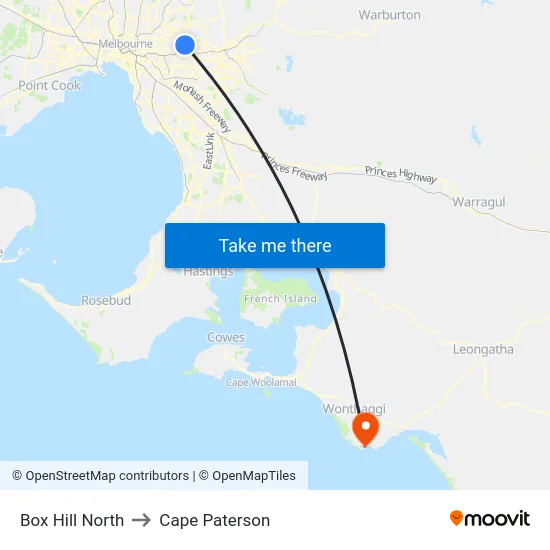 Box Hill North to Cape Paterson map