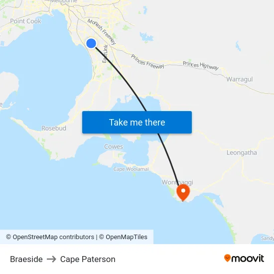 Braeside to Cape Paterson map