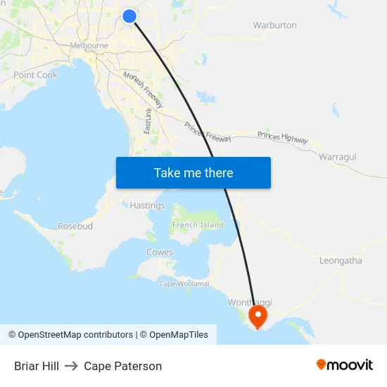 Briar Hill to Cape Paterson map