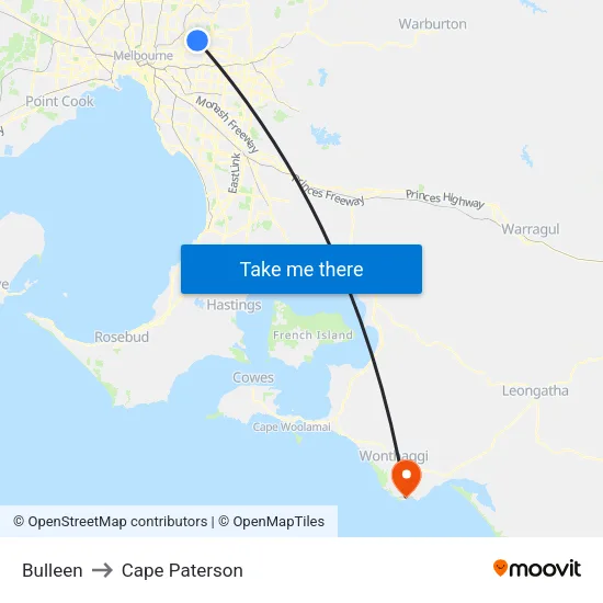 Bulleen to Cape Paterson map