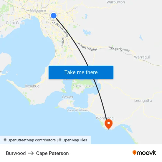 Burwood to Cape Paterson map