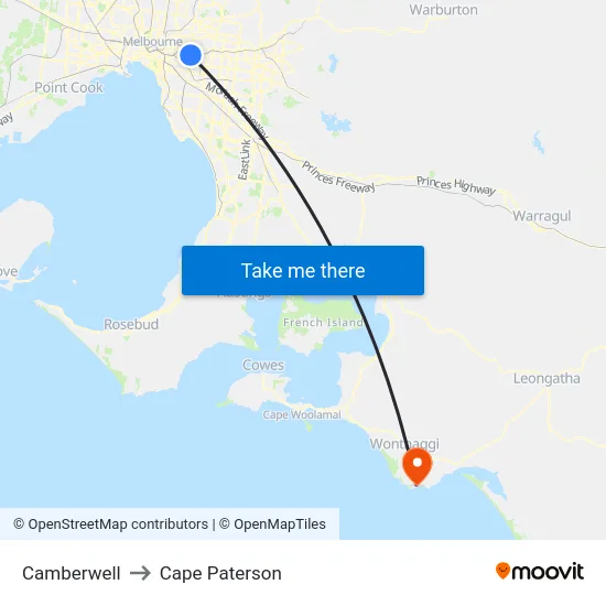 Camberwell to Cape Paterson map